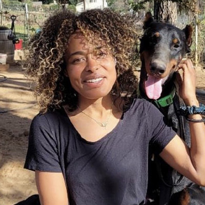 a person holding a dog