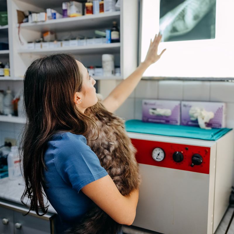 a woman standing in front of a computer