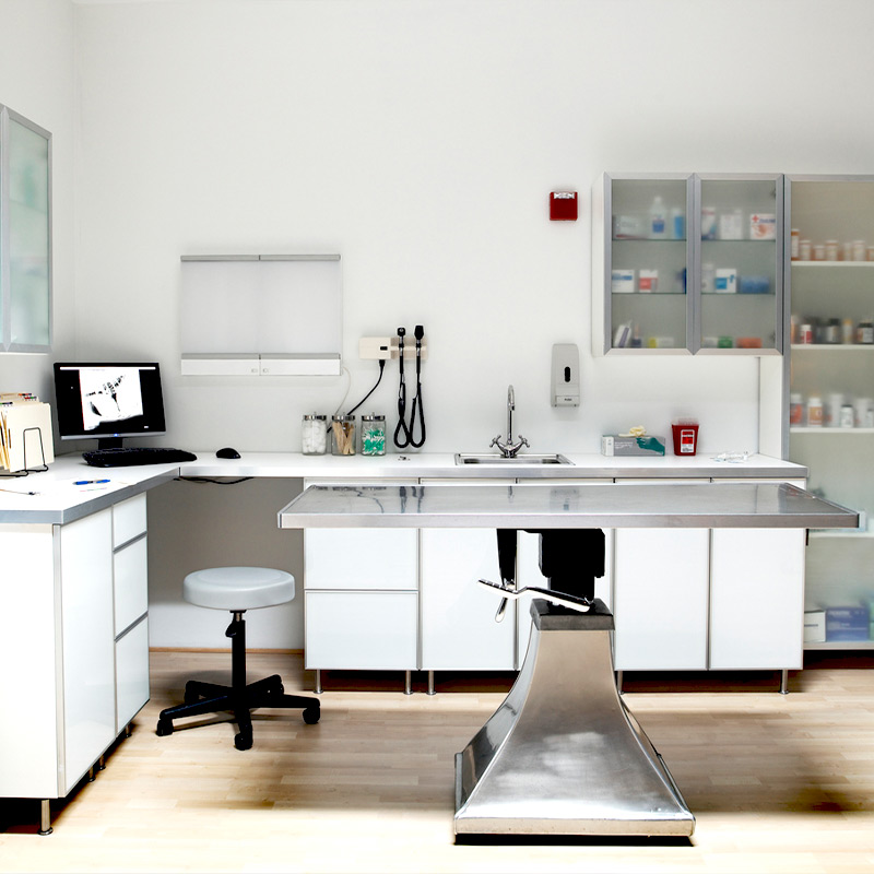 a kitchen with a table in a room